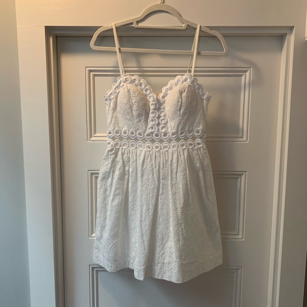 White Lilly Eyelet Dress with pockets